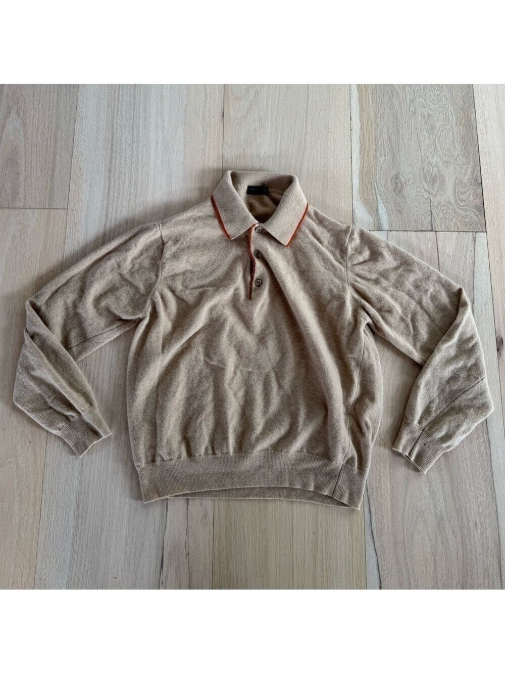 Corneliani Tan Polo Sweater Wool Size Medium